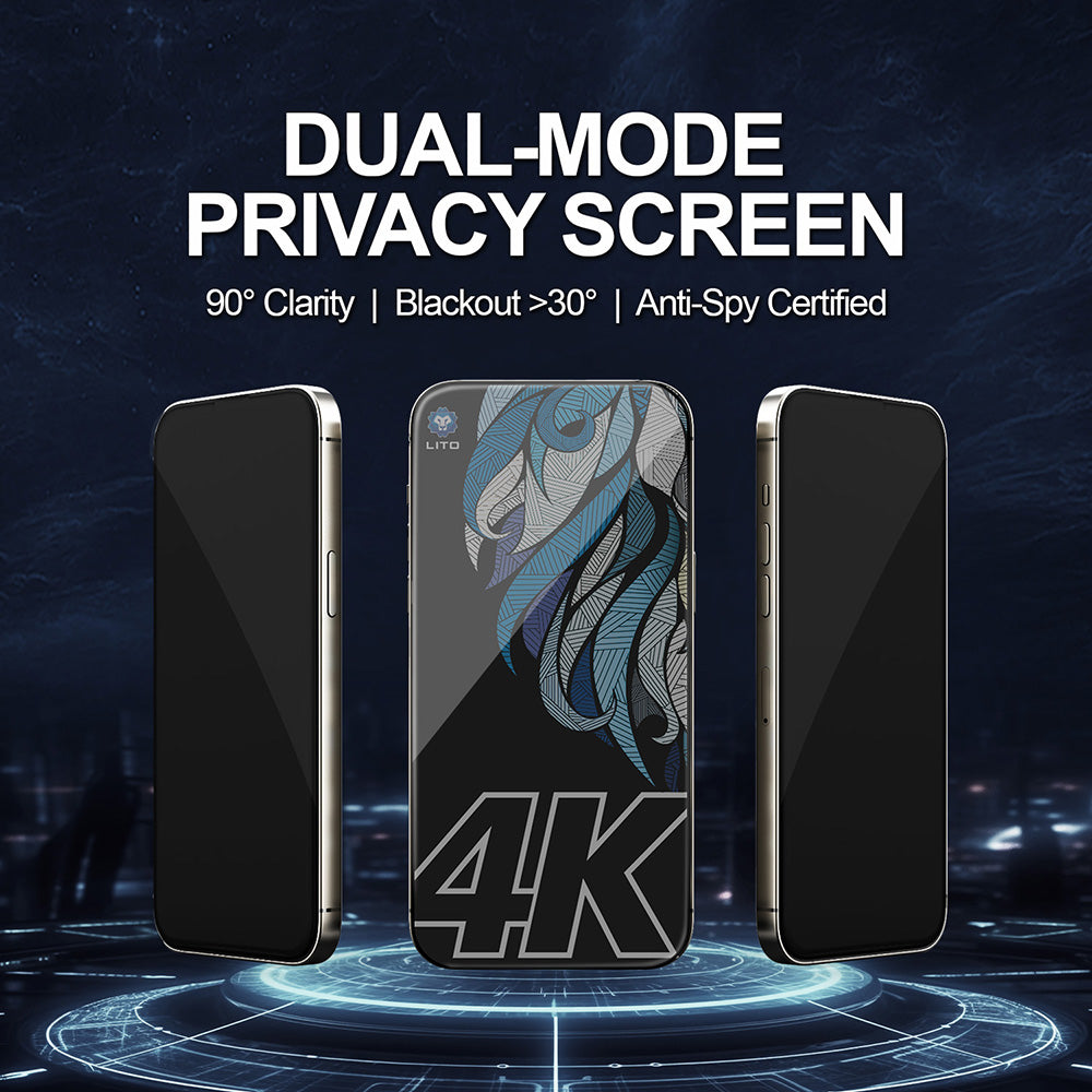 Privacy Screen Protector Lito D+ Max 4K for Apple iPhone 17 / 16 Pro, Tempered Glass, Full Glue