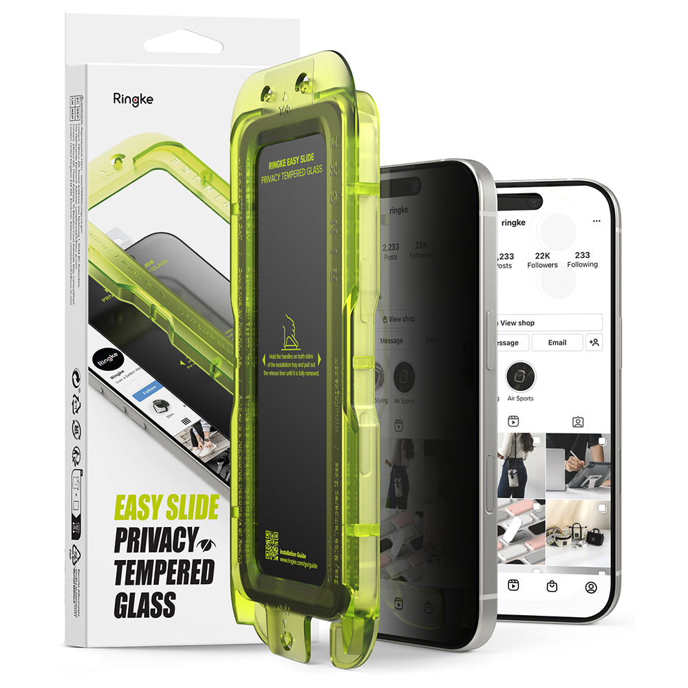 Privacy Screen Protector Ringke Easy Slide for Apple iPhone 17 Pro, Tempered Glass, Full Glue, Set of 2 pieces