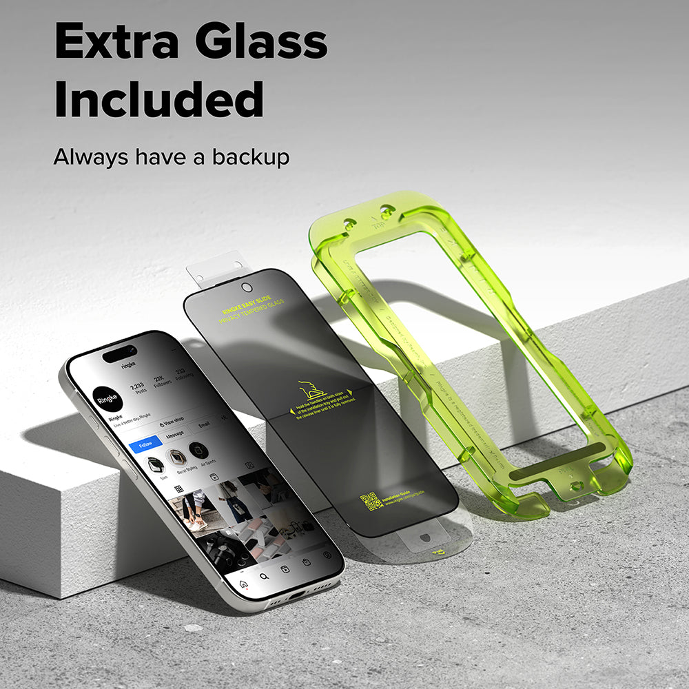 Privacy Screen Protector Ringke Easy Slide for Apple iPhone 17 Pro, Tempered Glass, Full Glue, Set of 2 pieces
