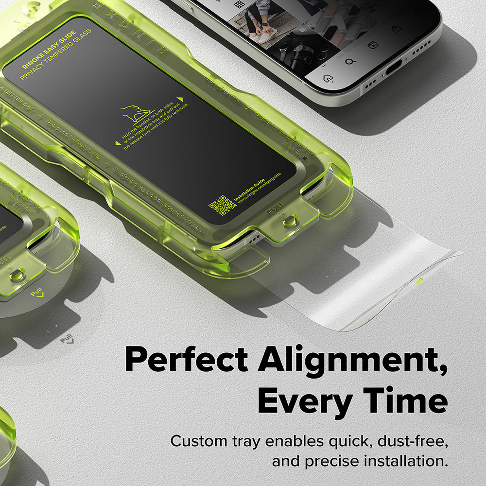 Privacy Screen Protector Ringke Easy Slide for Apple iPhone 17 Pro, Tempered Glass, Full Glue, Set of 2 pieces