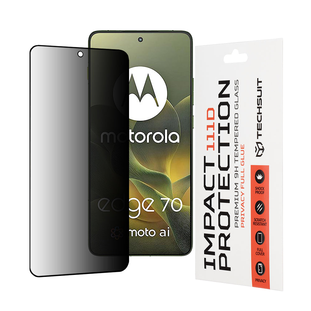 Privacy Techsuit Screen Protection Film for Motorola Edge 70, Tempered Glass, Full Glue, 111D