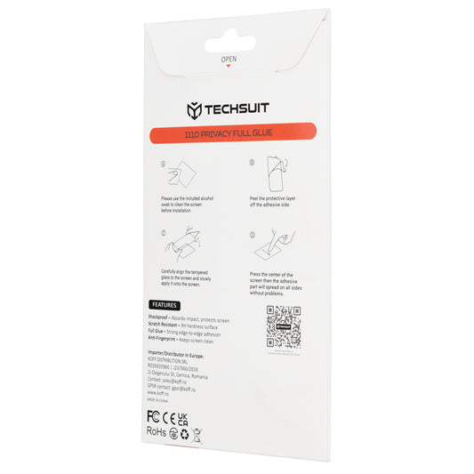 Privacy Techsuit Screen Protector for OnePlus 15, Tempered Glass, 111D