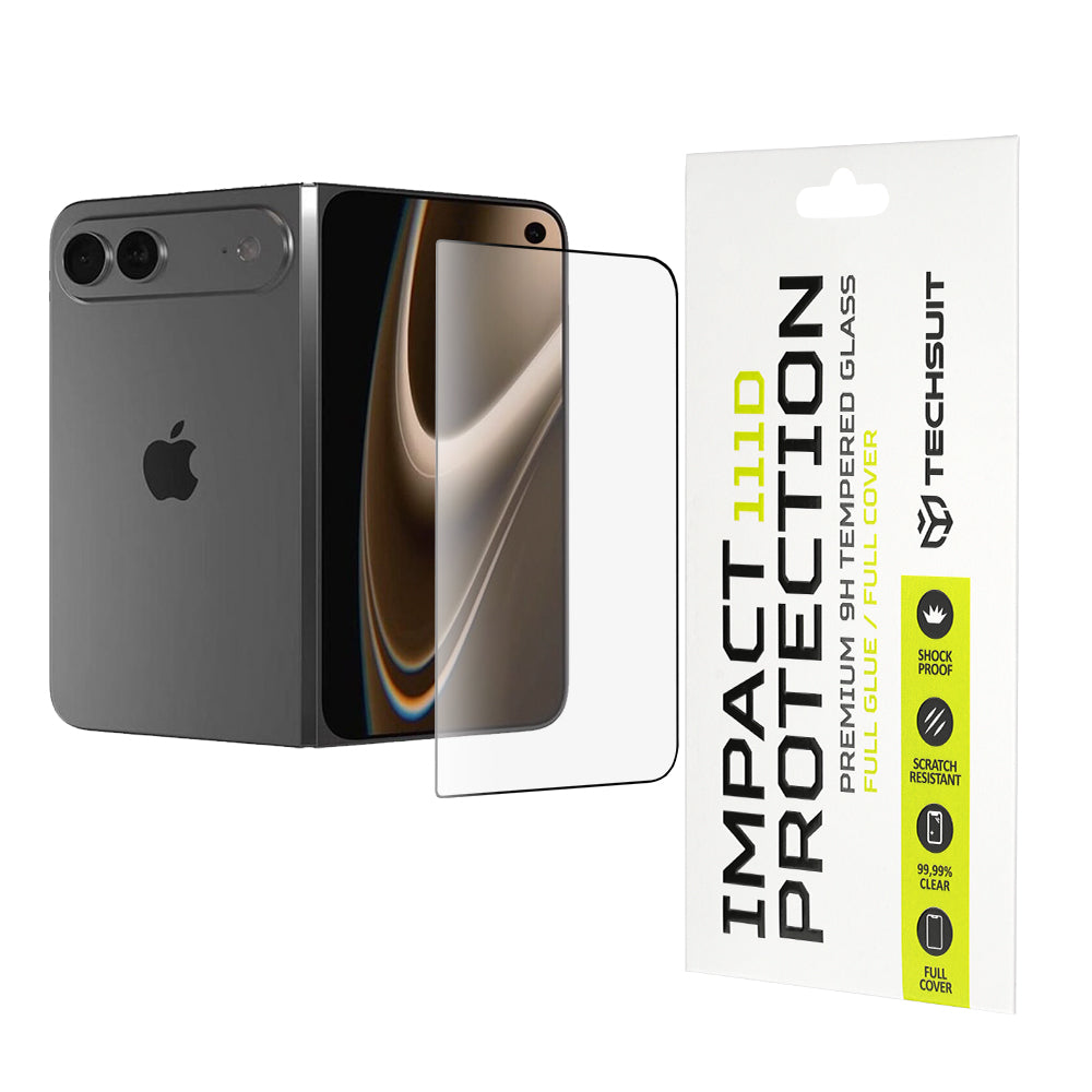 Techsuit Screen Protector Film for Apple iPhone Duo, Tempered Glass, Full Glue, 111D, Black