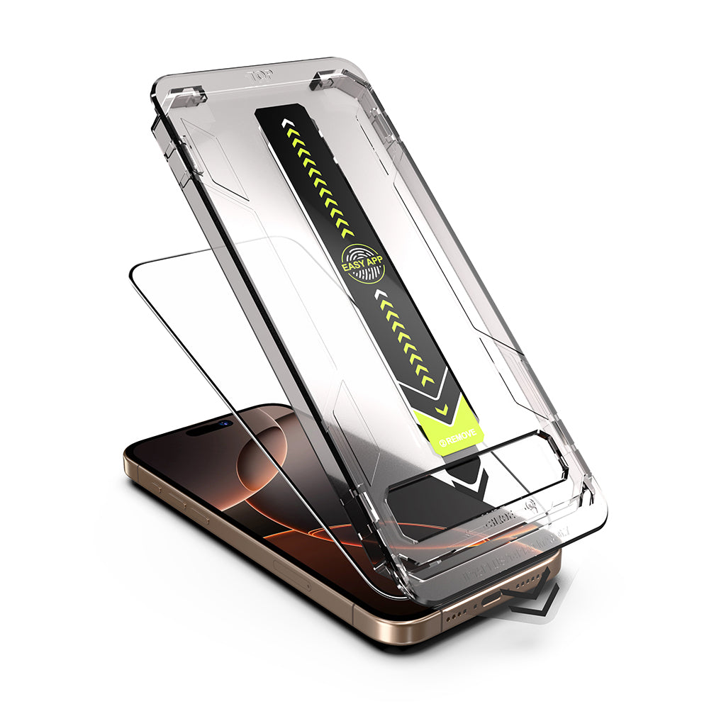 Techsuit TitanGlass Screen Protector for Apple iPhone 17 / 16 Pro, Tempered Glass, Full Glue, Black