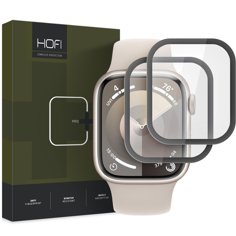 HOFI Hybrid PRO+ Protection Film for Apple Watch 41mm Series, Set of 2 pieces, Plastic, Black