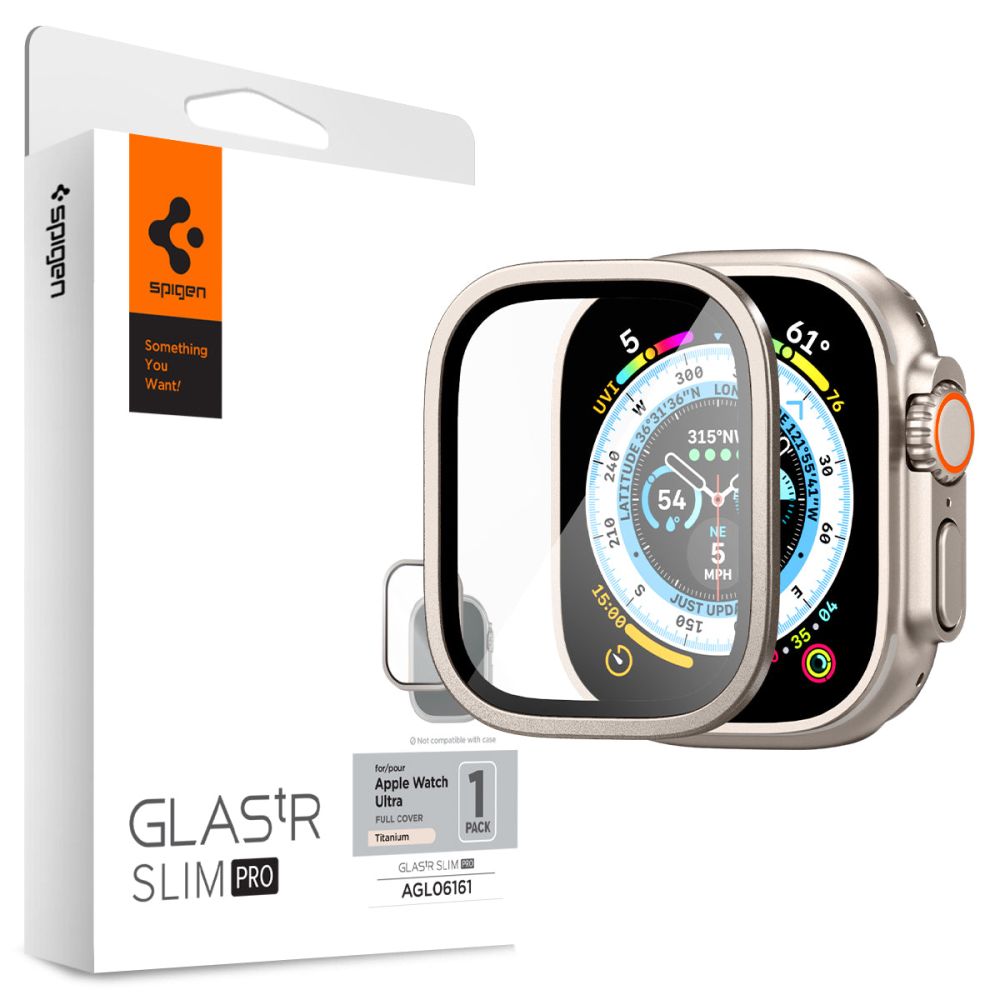 Spigen Glastr Slim Pro Protection Film for Apple Watch Ultra Series, Tempered Glass, Gray AGL06161