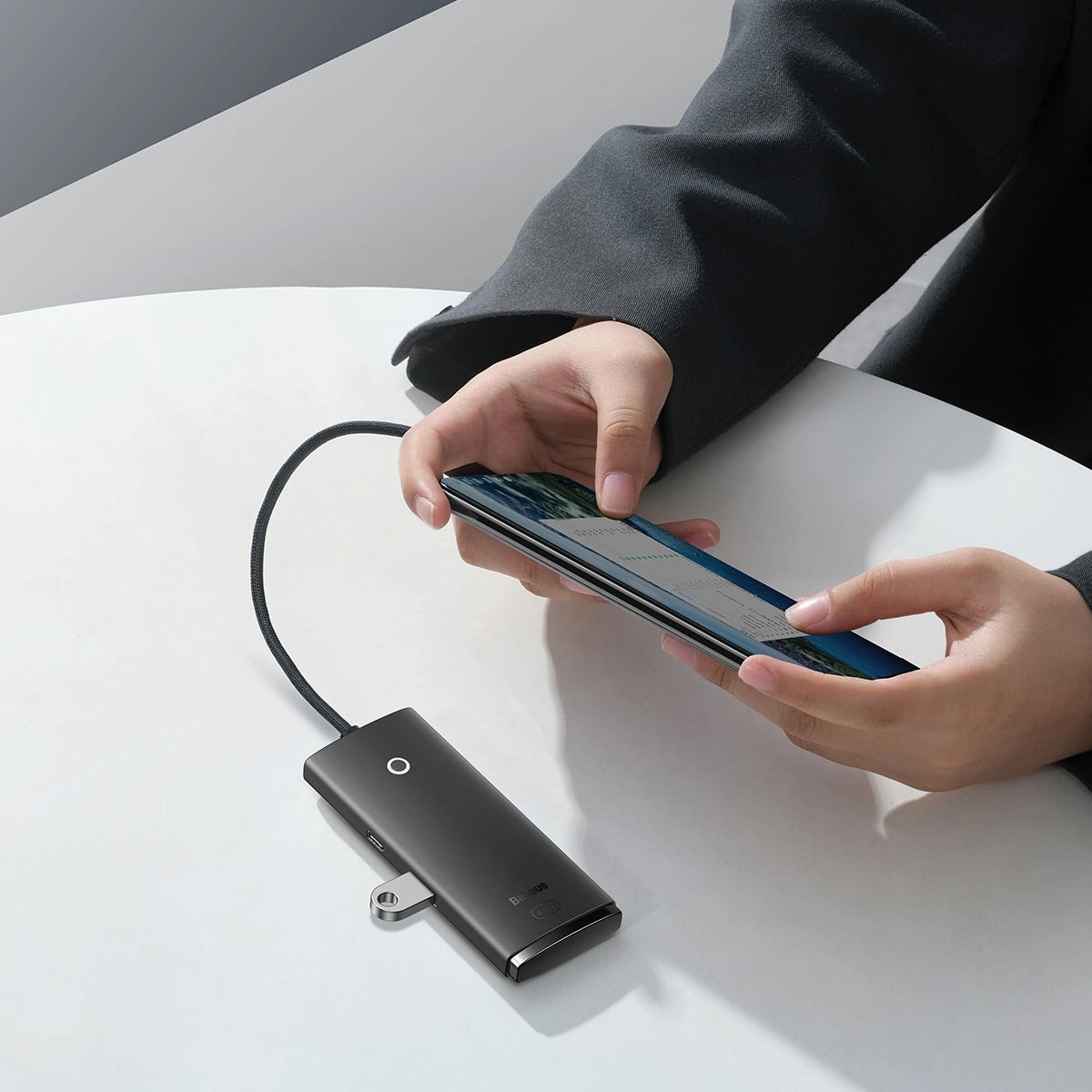 Baseus Lite USB-C Hub, 4 x USB-A 3.0 - 1 x USB-C, 0.25m, Black WKQX030301