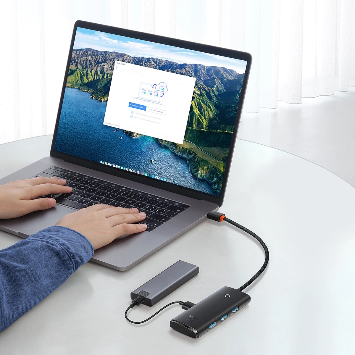 Baseus Lite USB-C Hub, 4 x USB-A 3.0 - 1 x USB-C, 0.25m, Black WKQX030301
