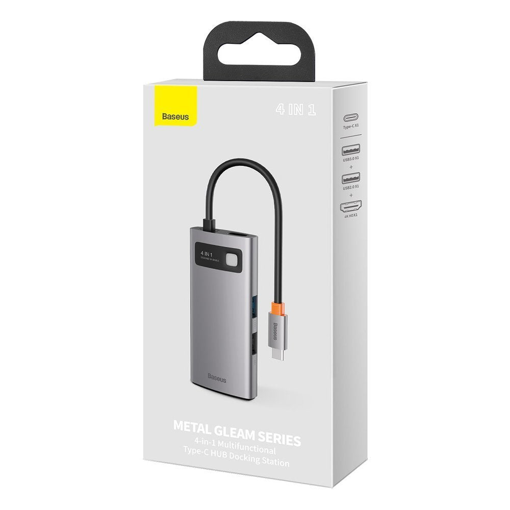 Baseus Metal Gleam USB-C Hub, 2 x USB-A - 1 x USB-C - 1 x HDMI, Gray Resealed CAHUB-CY0G