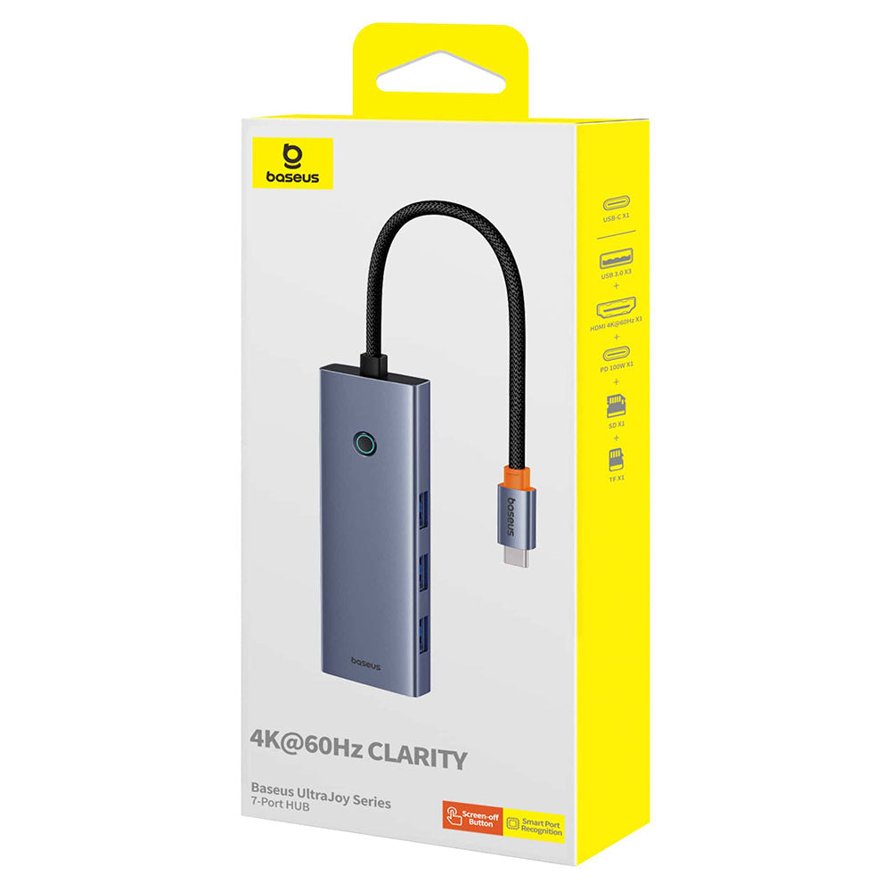 Baseus UltraJoy USB-C Hub, 3 x USB-A 3.0 - 1 x USB-C - 1 x HDMI - 1 x SD - 1 x microSD, Gray B00052803811-00
