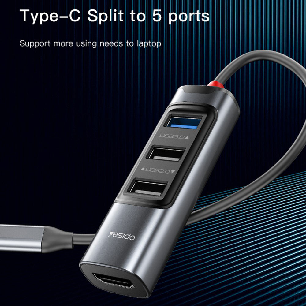 Yesido HB22 USB-C Hub, 5in1, Grey