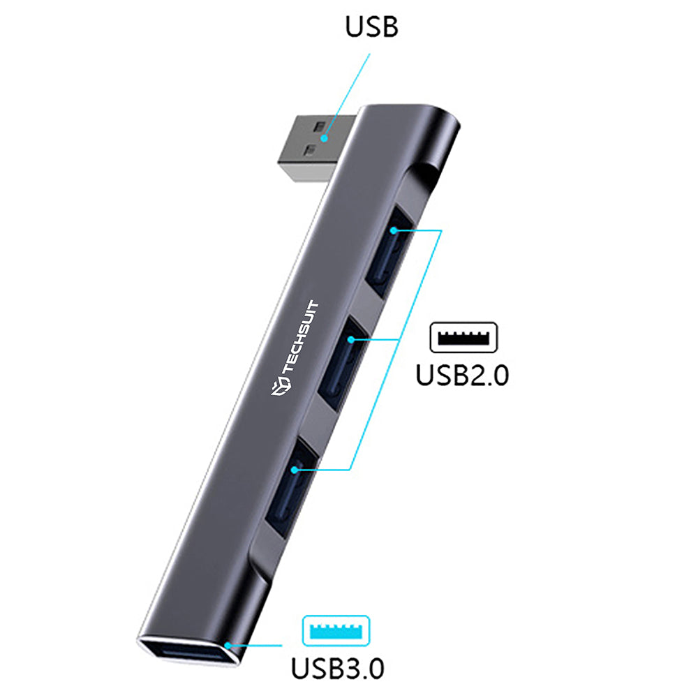 Techsuit H14 ZenithDock USB Hub, 4in1, Gray