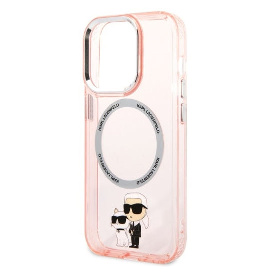 MagSafe Case for Apple iPhone 14 Pro, Karl Lagerfeld, Ikonik Karl & Choupette, Pink