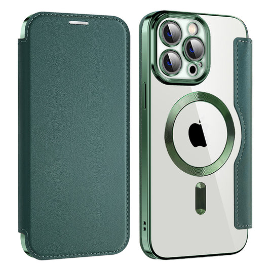 MagSafe Case for Apple iPhone 14 Pro Max, Techsuit, SmartMag Book, Green