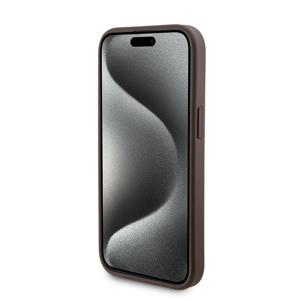 MagSafe Case for Apple iPhone 15, Guess, Powerbank 4G Metal Logo, Brown