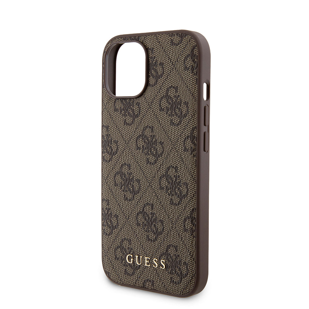 MagSafe Case for Apple iPhone 15, Guess, Powerbank 4G Metal Logo, Brown