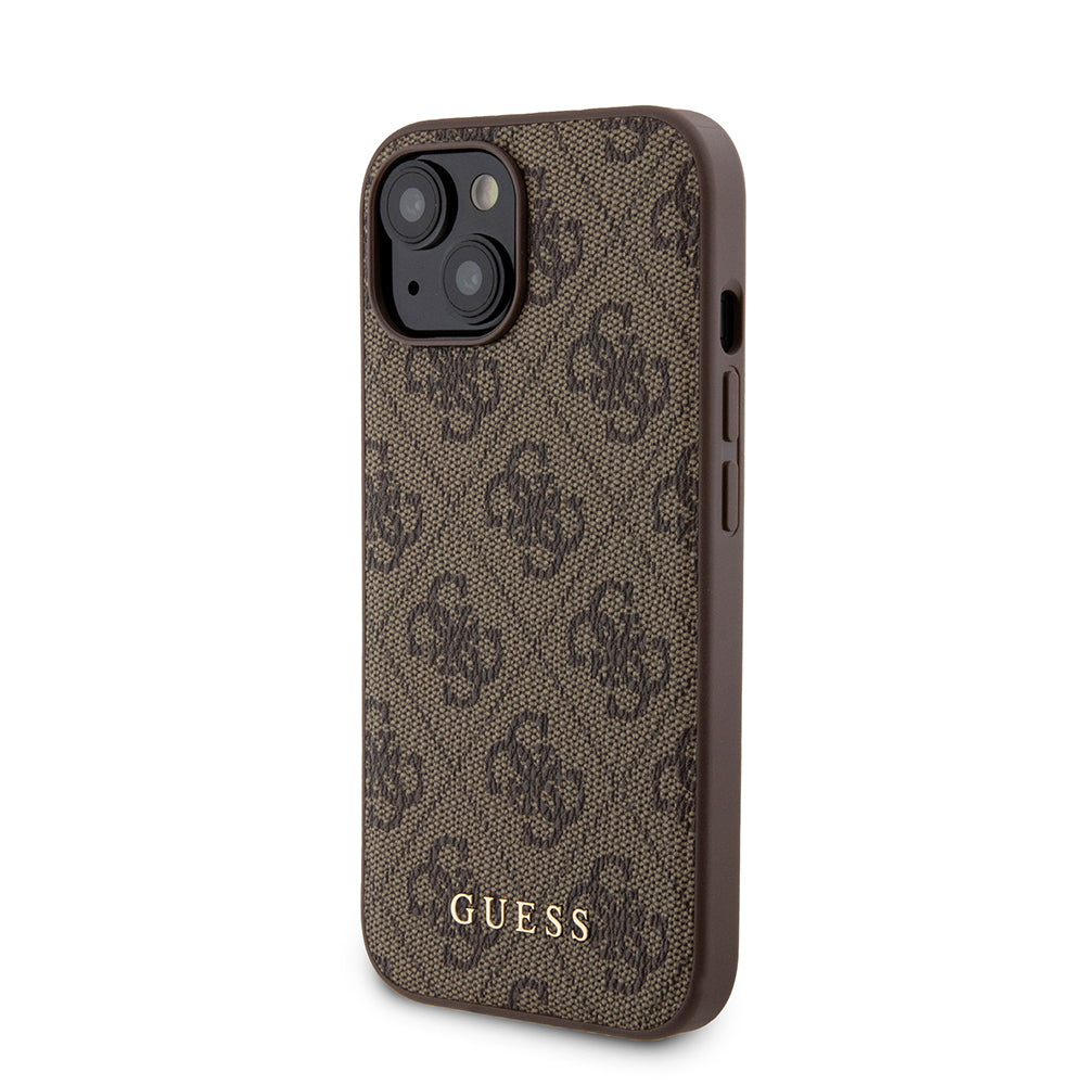 MagSafe Case for Apple iPhone 15, Guess, Powerbank 4G Metal Logo, Brown
