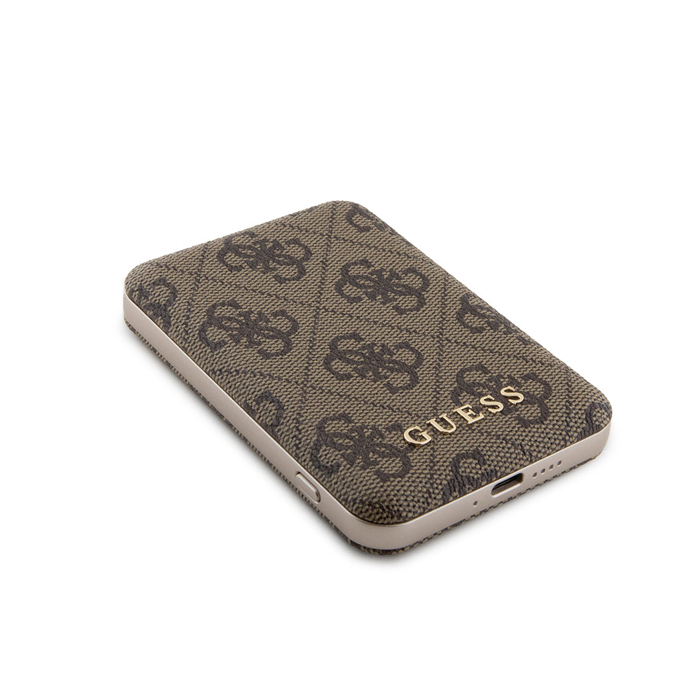 MagSafe Case for Apple iPhone 15, Guess, Powerbank 4G Metal Logo, Brown