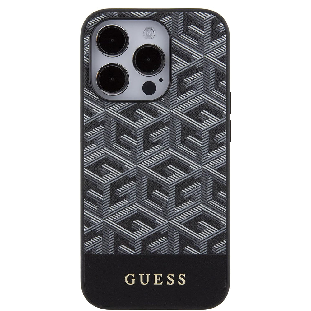 MagSafe Case for Apple iPhone 15 Pro, Guess, GCube Stripes, Black