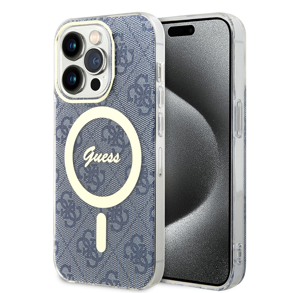 MagSafe Case for Apple iPhone 15 Pro, Guess, IML 4G, Blue
