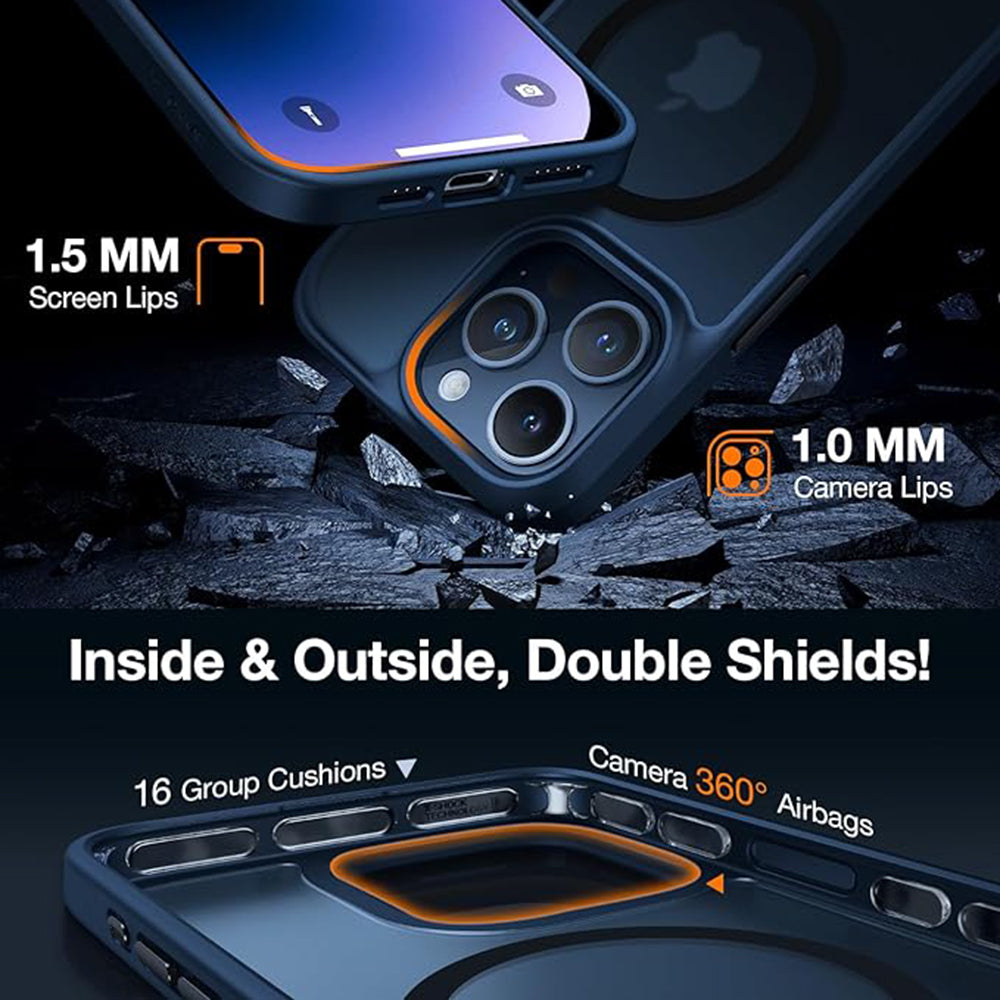 MagSafe Case for Apple iPhone 15 Pro Max, Torras, Guardian, Navy Blue