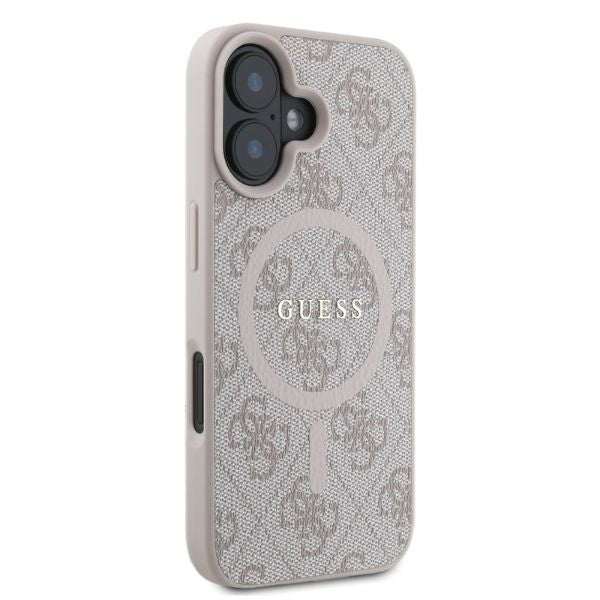 MagSafe Case for Apple iPhone 16, Guess, 4G Ring Classic Logo, Pink