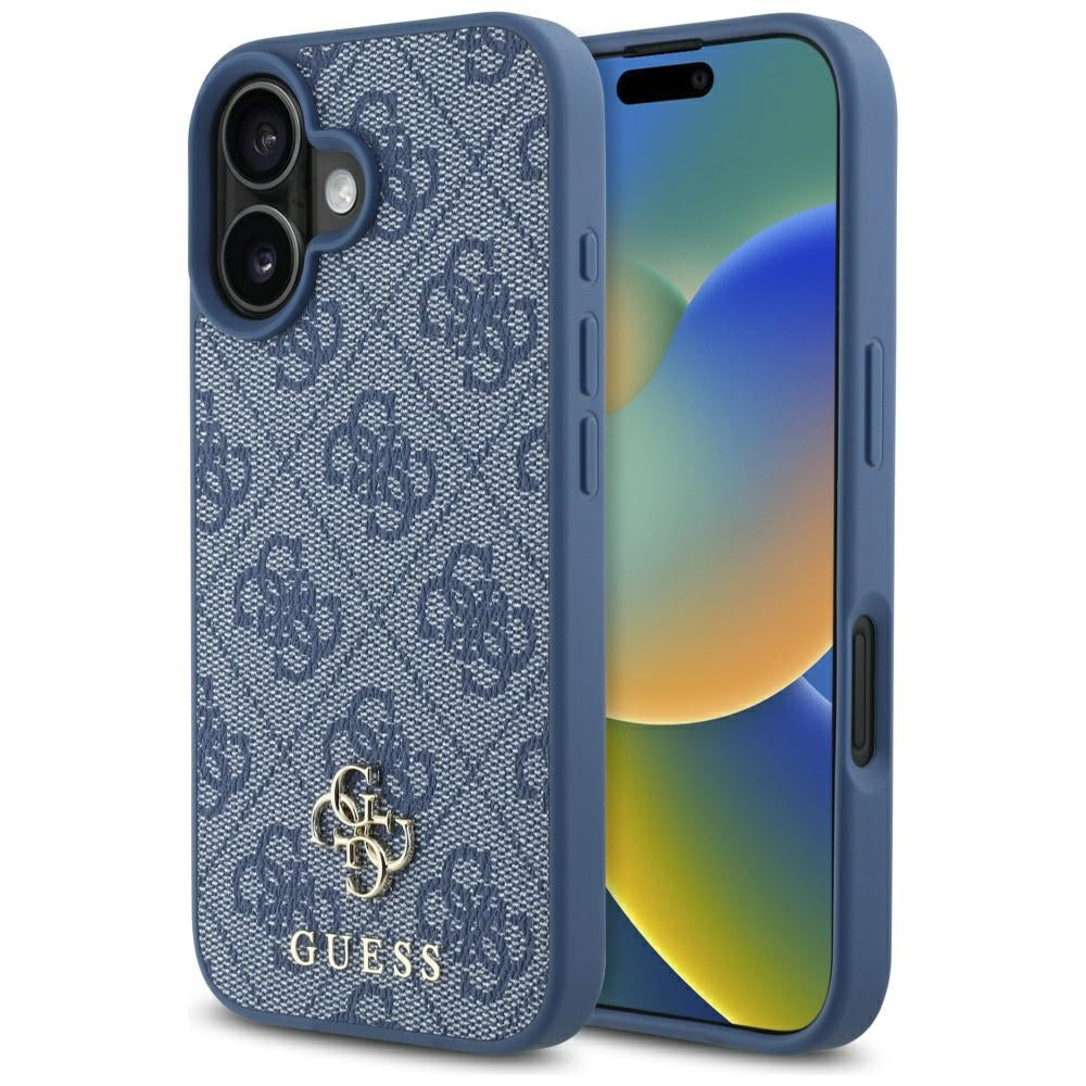 MagSafe Case for Apple iPhone 16, Guess, 4G Small and Classic Logo, Blue