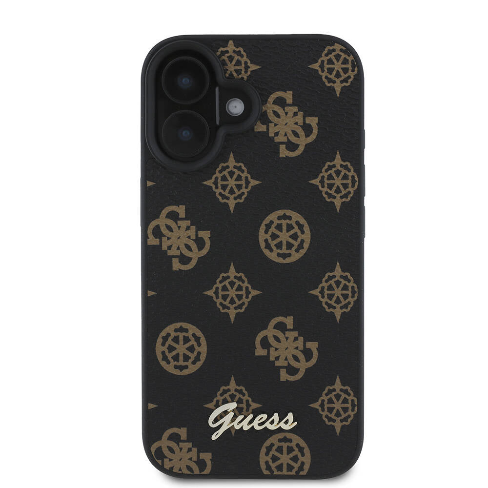 MagSafe Case for Apple iPhone 16, Guess, Peony Script, Black