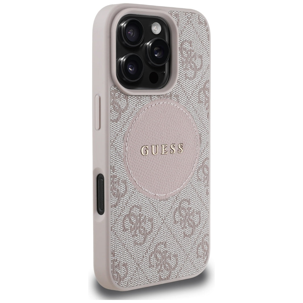 MagSafe Case for Apple iPhone 16 Pro, Guess, 4G Circle Classic Logo, Pink