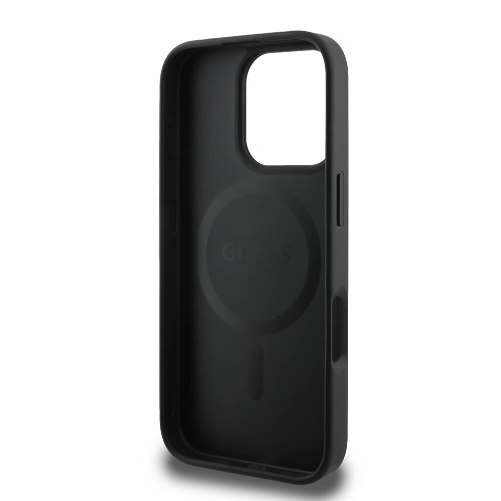 MagSafe Case for Apple iPhone 16 Pro, Guess, 4G Printed Stripes, Black