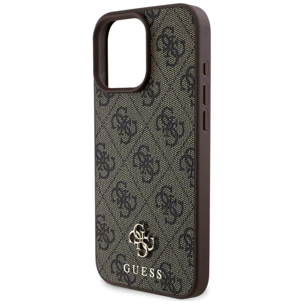 MagSafe Case for Apple iPhone 16 Pro, Guess, 4G Small and Classic Logo, Brown