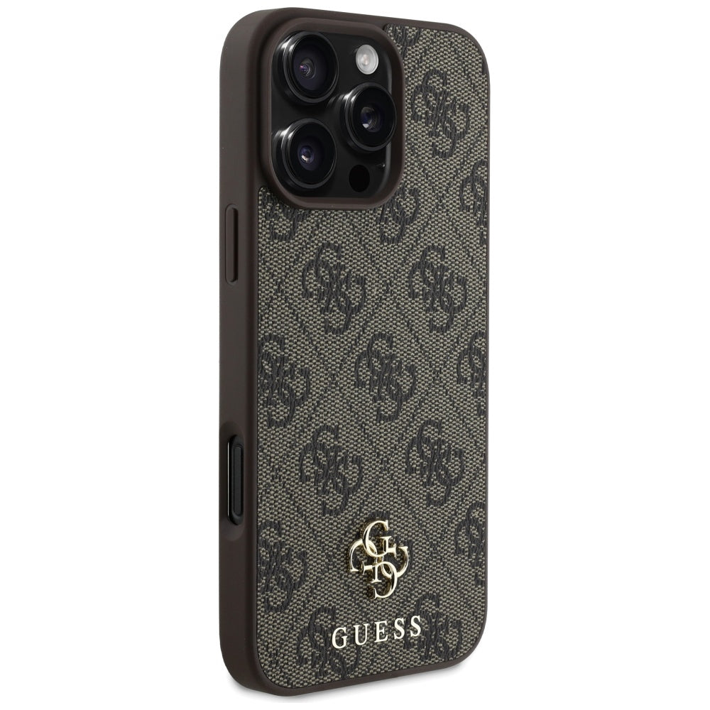 MagSafe Case for Apple iPhone 16 Pro, Guess, 4G Small and Classic Logo, Brown