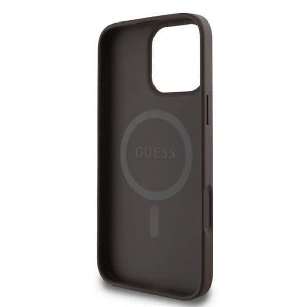 MagSafe Case for Apple iPhone 16 Pro Max, Guess, 4G Ring Classic Logo, Brown
