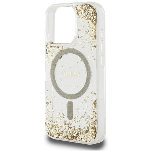 MagSafe Case for Apple iPhone 16 Pro Max, Guess, Resin Bottom Glitter, Gold