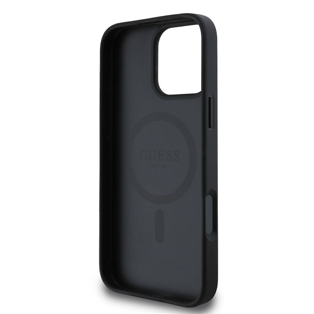 MagSafe Case for Apple iPhone 16 Pro Max, Guess, Saffiano Classic Logo, Black