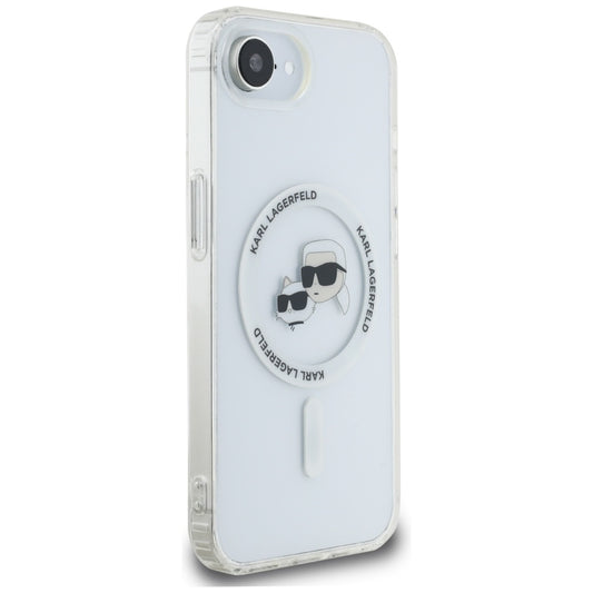 MagSafe Case for Apple iPhone 16e, Karl Lagerfeld, IML Metal Karl & Choupette's Heads, White