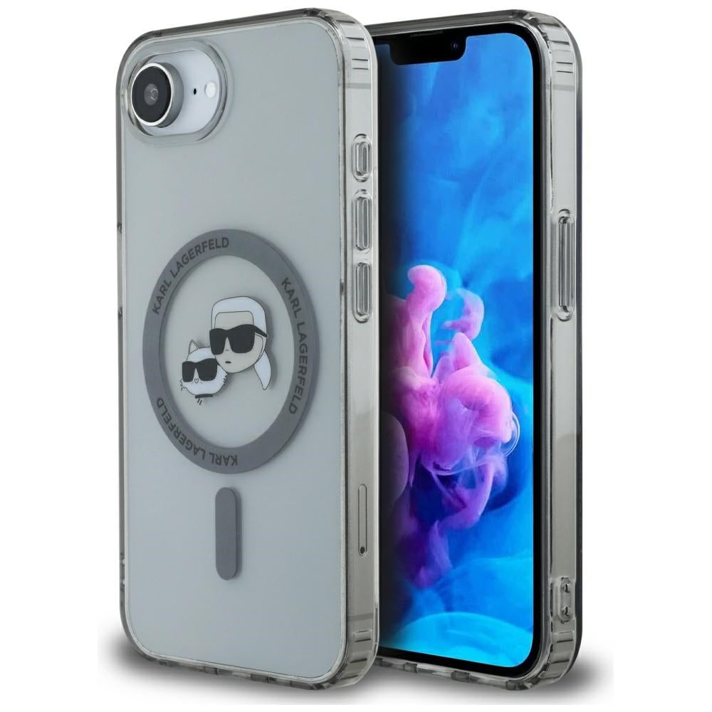 MagSafe Case for Apple iPhone 17e / 16e, Karl Lagerfeld, IML Metal Karl & Choupette's Heads, Black