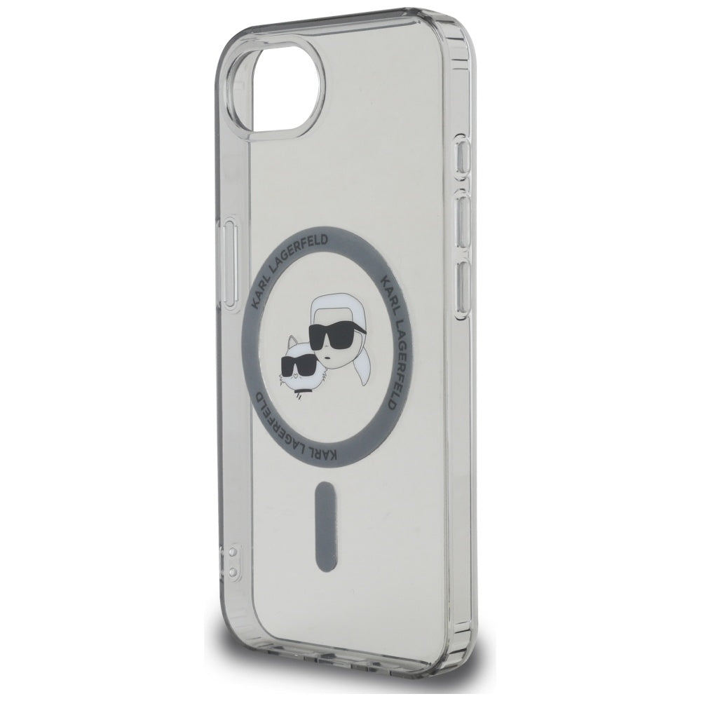 MagSafe Case for Apple iPhone 17e / 16e, Karl Lagerfeld, IML Metal Karl & Choupette's Heads, Black