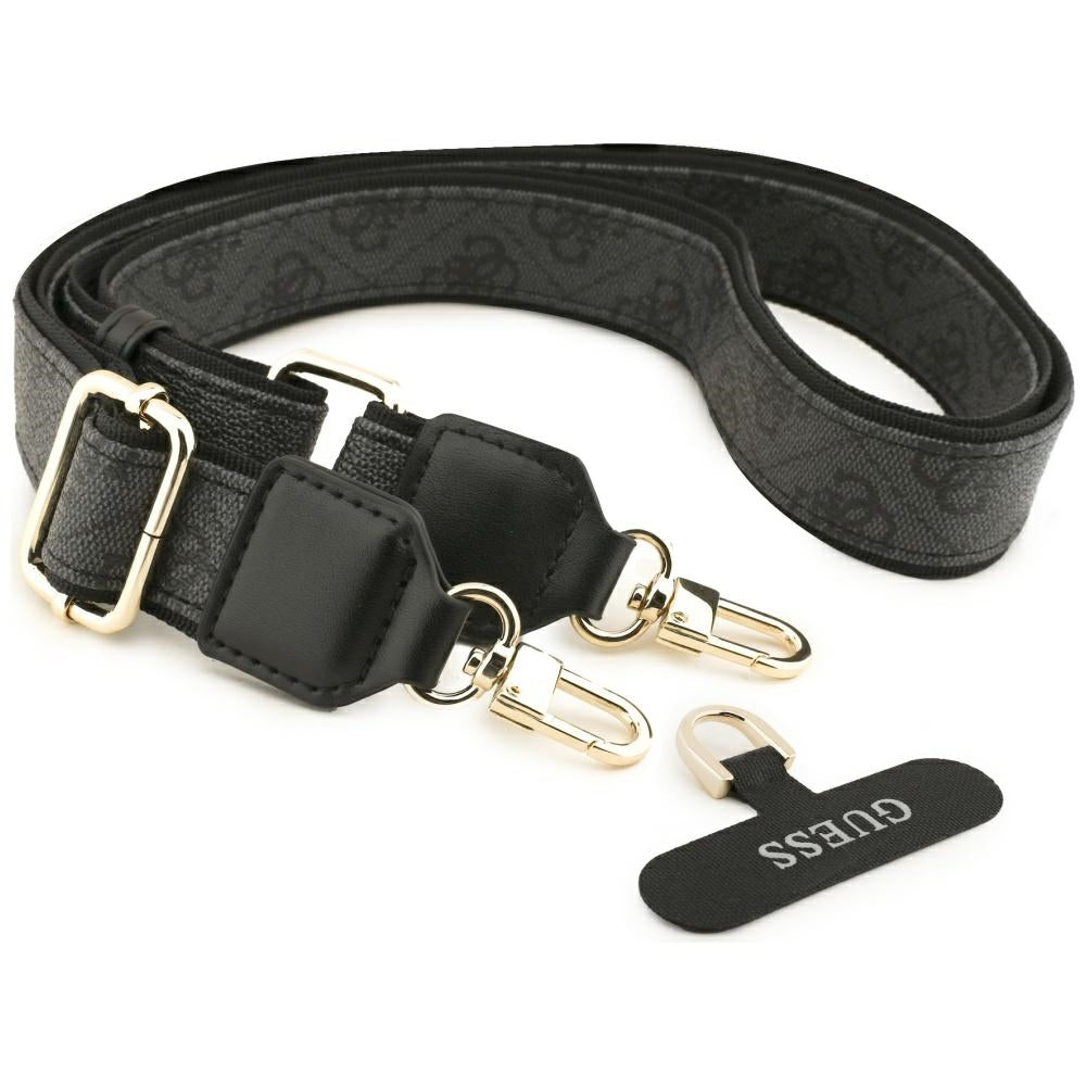 MagSafe Case for Apple iPhone 17, Guess, 4G Strass Logo with Big Strap, Black