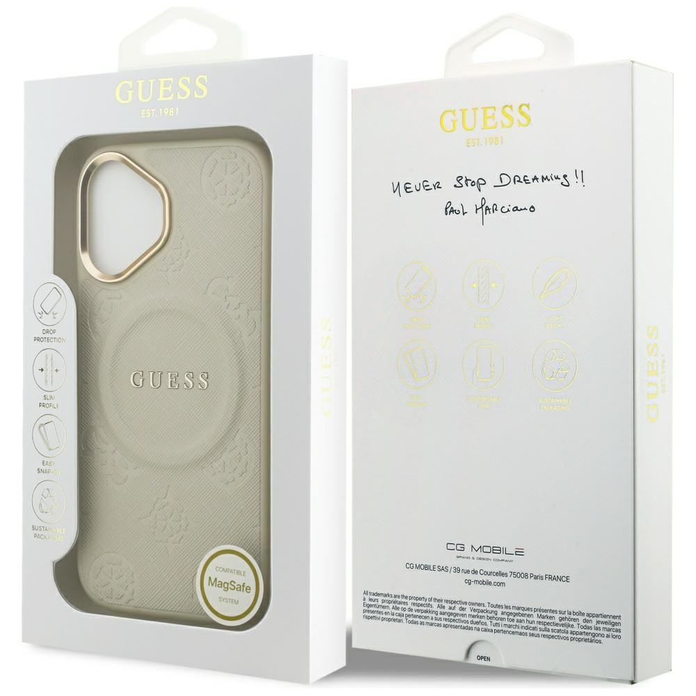 MagSafe Case for Apple iPhone 17, Guess, Peony Hot Stamp, Beige