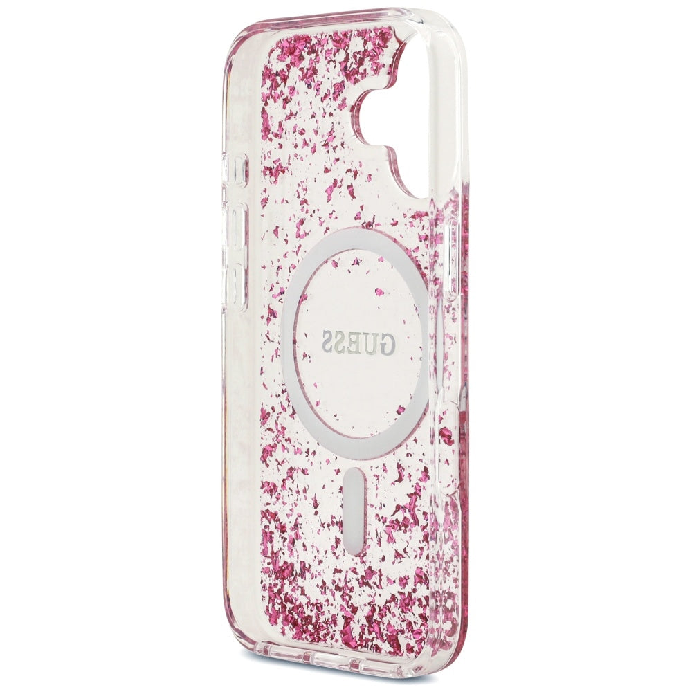 MagSafe Case for Apple iPhone 17, Guess, Resin Bottom Glitter, Pink