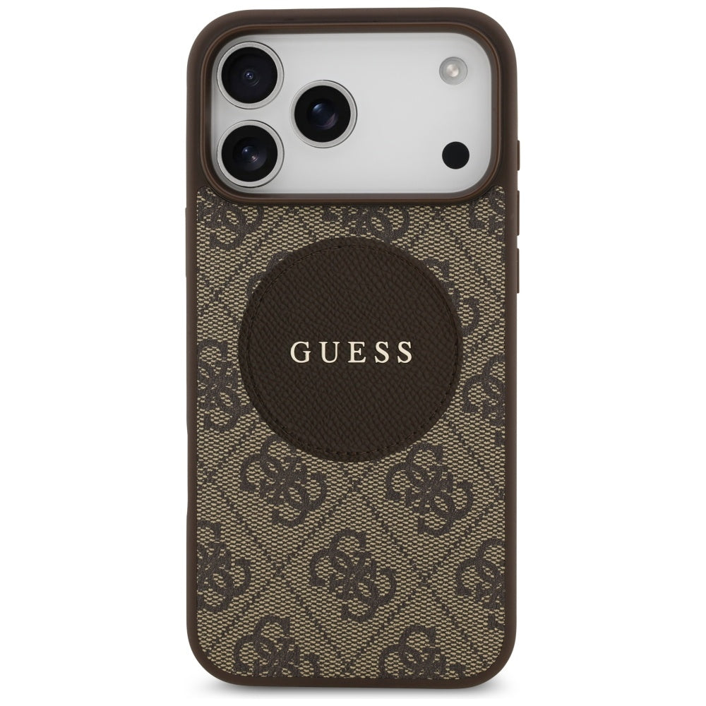 MagSafe Case for Apple iPhone 17 Pro, Guess, 4G Circle Classic Logo, Brown