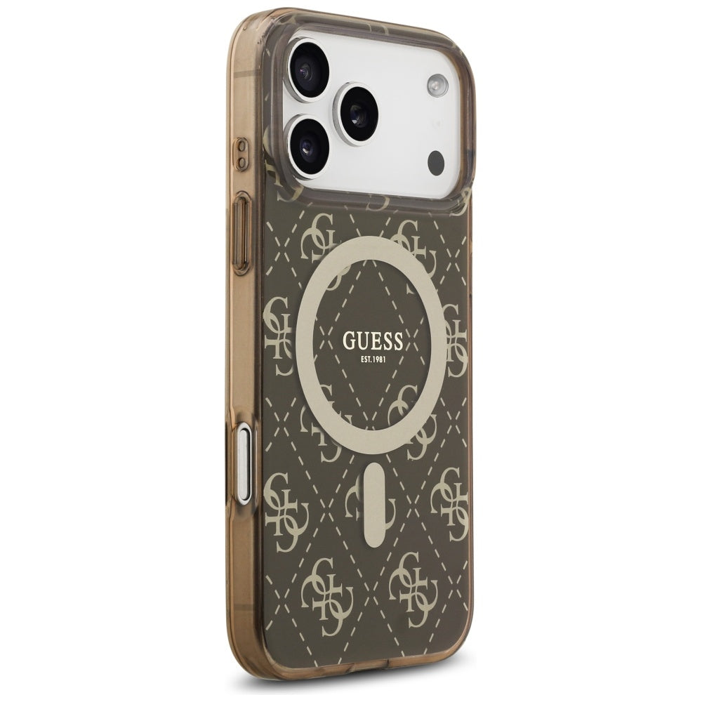 MagSafe Case for Apple iPhone 17 Pro, Guess, IML 4G Background, Brown