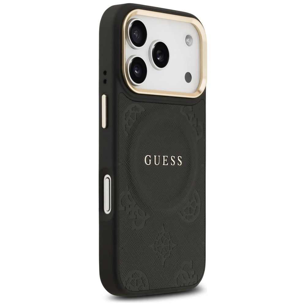 MagSafe Case for Apple iPhone 17 Pro, Guess, Peony Hot Stamp, Black