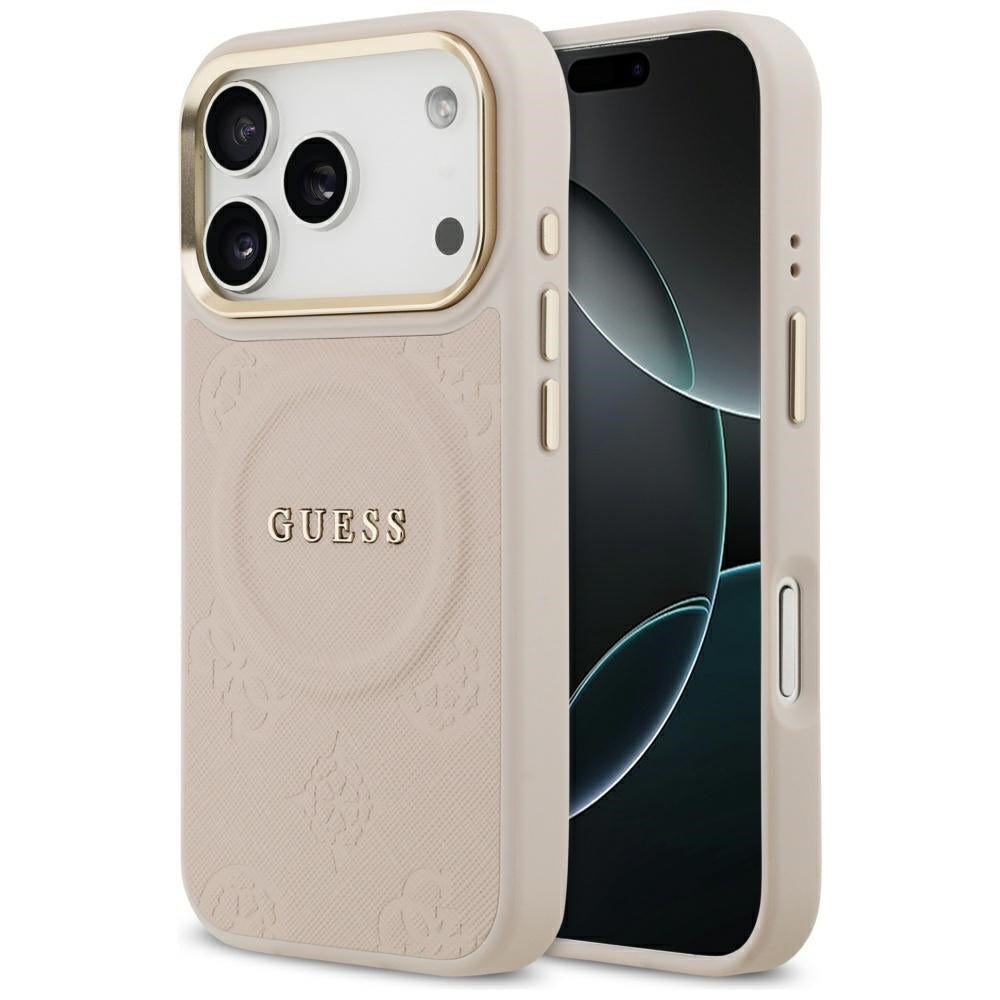 MagSafe Case for Apple iPhone 17 Pro, Guess, Peony Hot Stamp, Pink