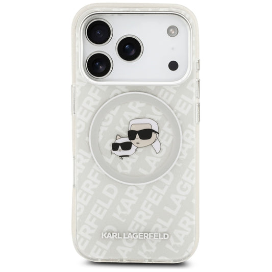 MagSafe Case for Apple iPhone 17 Pro, Karl Lagerfeld, Glitter Karl & Choupette Head, White