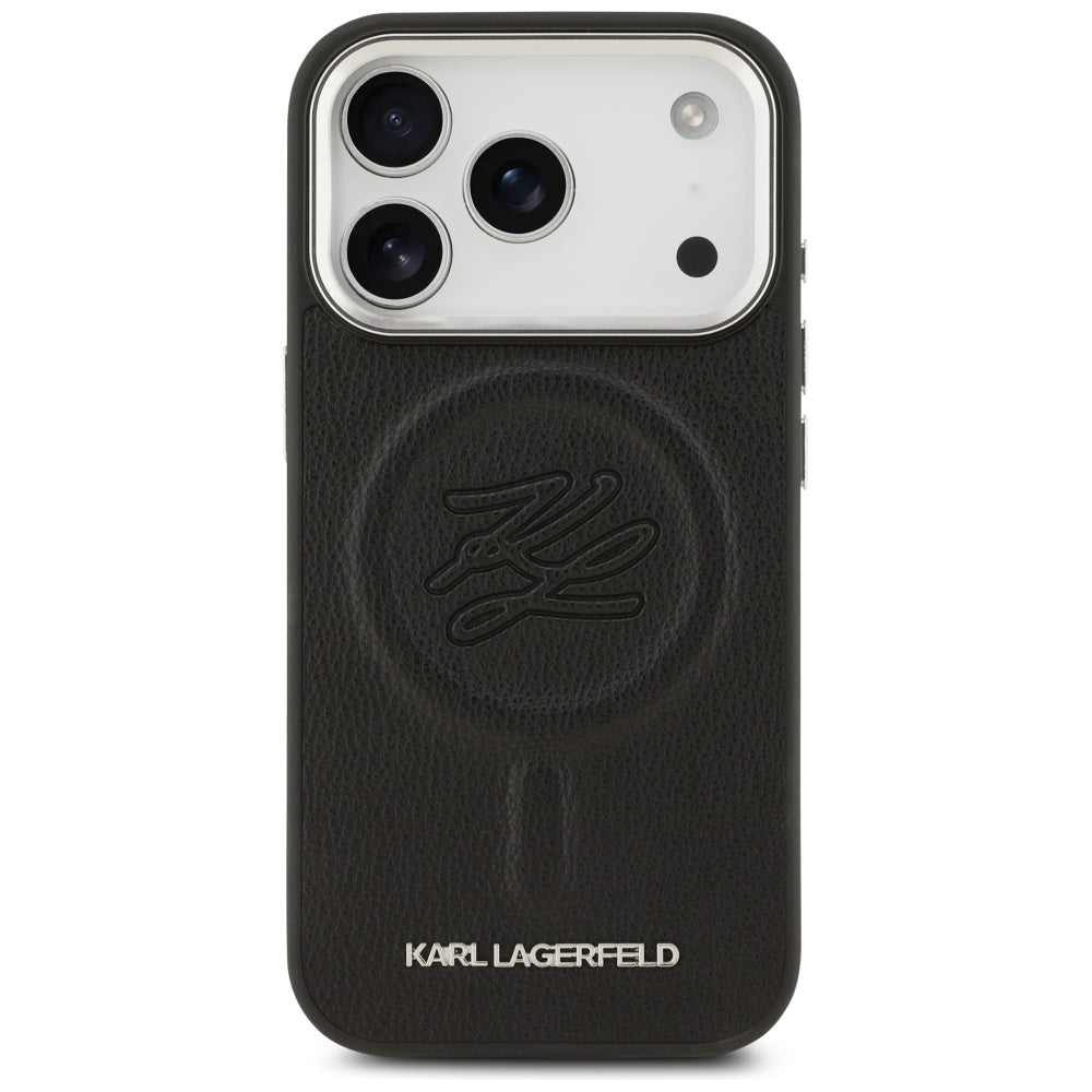 MagSafe Case for Apple iPhone 17 Pro, Karl Lagerfeld, Initial & Metal Logo, Black