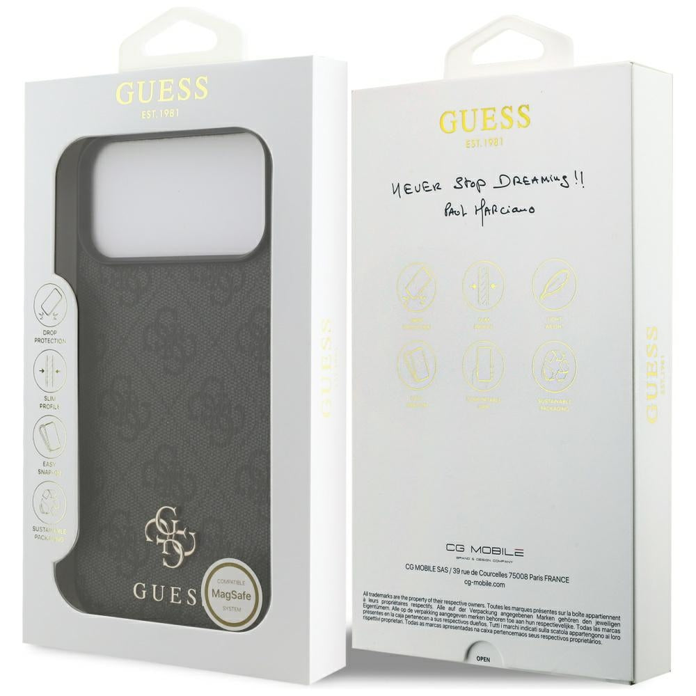 MagSafe Case for Apple iPhone 17 Pro Max, Guess, 4G Small and Classic Logo, Black