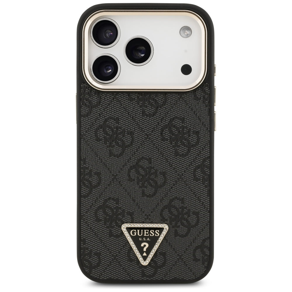 MagSafe Case for Apple iPhone 17 Pro Max, Guess, 4G Triangle Diamond Logo, Black