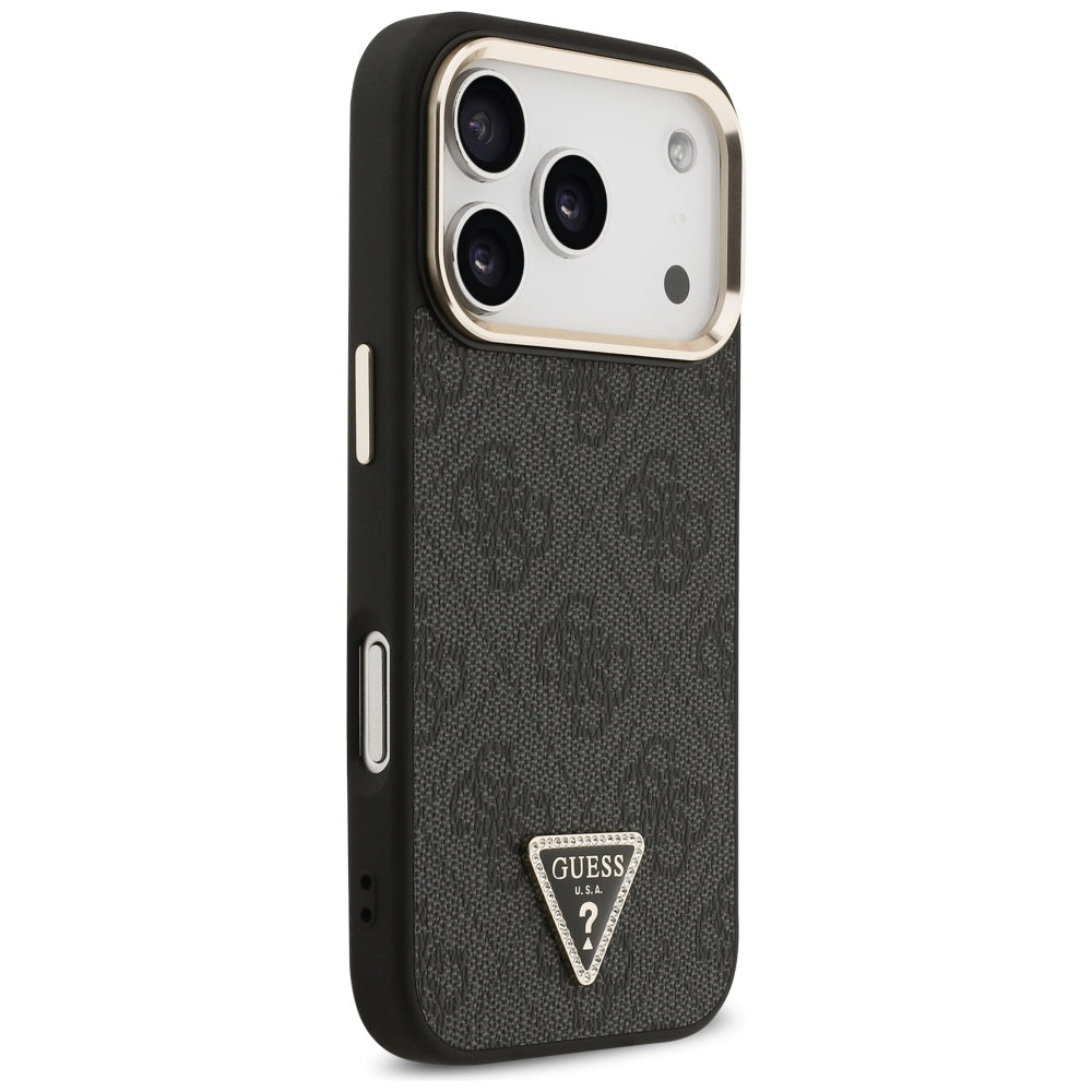 MagSafe Case for Apple iPhone 17 Pro Max, Guess, 4G Triangle Diamond Logo, Black